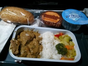 Inflight meal: lamb curry